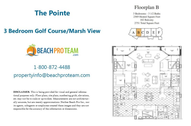 The Pointe Floor Plan B - 3 Bedroom Golf Course/Marsh View